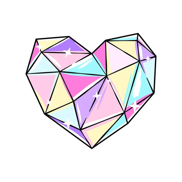 Diamante Corazón Cristal Dibujo Vectorial — Vector de stock