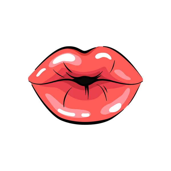 Mencium Bibir Wanita Menggambar Vektor - Stok Vektor