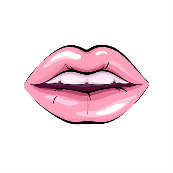 Pink Woman Lips Vector Drawing — Stock Vector