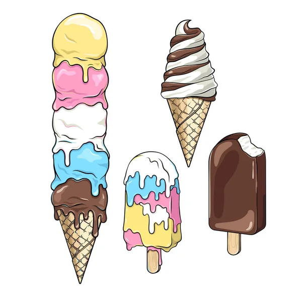 アイス クリームのセット — ストックベクタ