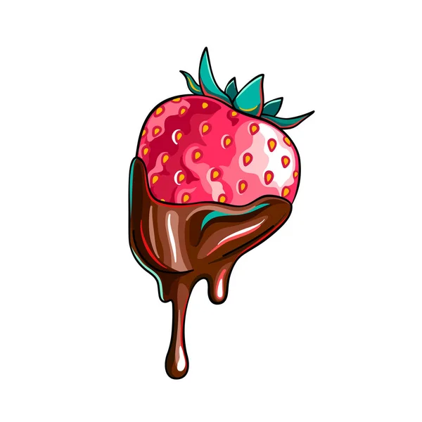 Fraise Chocolat Glacé — Image vectorielle