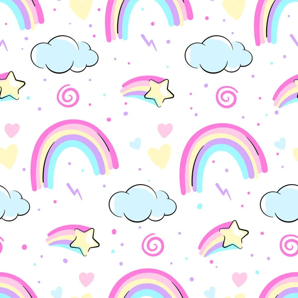 Rainbows Stars Seamless Pattern Stock Illustration