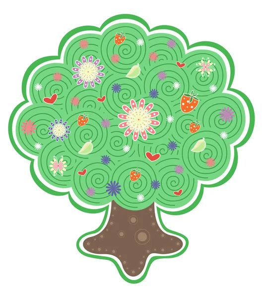 Árbol hermoso con flores — Vector de stock