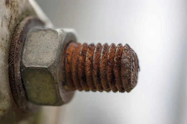 Vieille vis rouille avec écrou — Photo