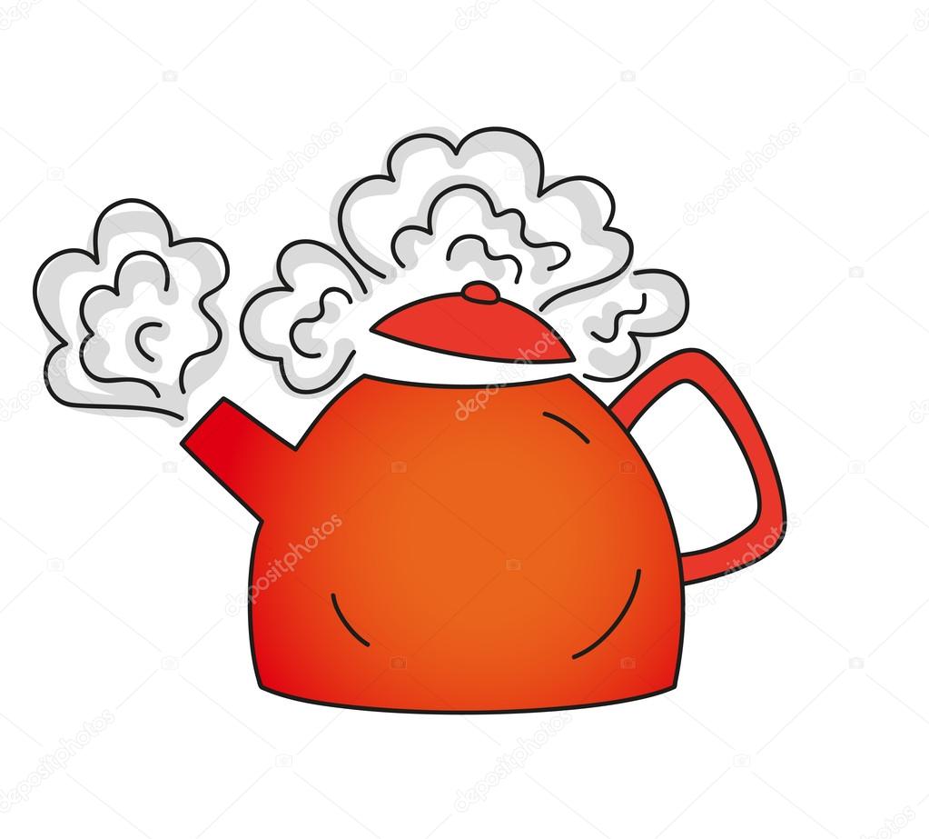 Boiling red teapot