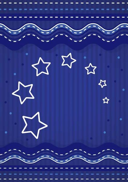 Cartaz azul com listras, ondas e estrelas — Vetor de Stock