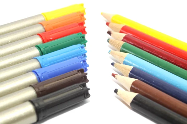 Markers and colored pencils — Stock Photo, Image