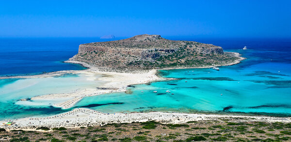 Beautiful white-blue coast near the Gramvousa Island.