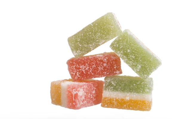 Färgglada frukter jelly godis på vit — Stockfoto