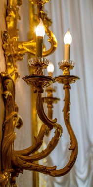 Antique gilded lamp. Detail of the interior.