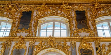 Catherine Sarayı 'nın içi, Amber Odası, St. Petersburg Rusya