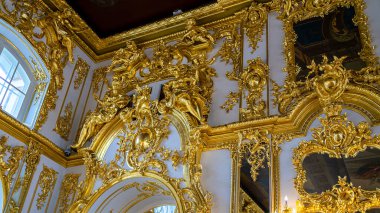 Catherine Sarayı 'nın içi, Amber Odası, St. Petersburg Rusya