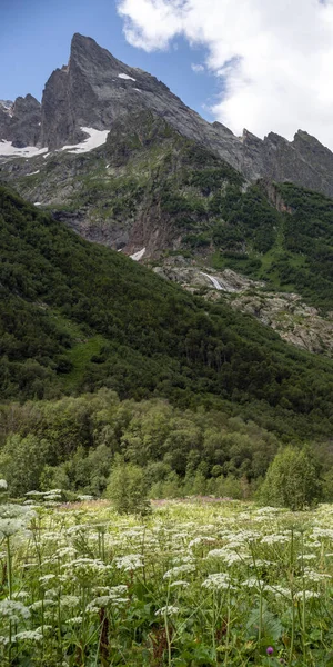 Photo Montagnes Ossétie Nord Beaux Paysages Été Avec Ciel Bleu — Photo