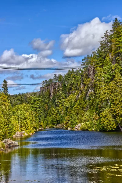 Historia Dos Puentes Sobre Lago Entre Los Cañones Thunder Bay — Foto de Stock