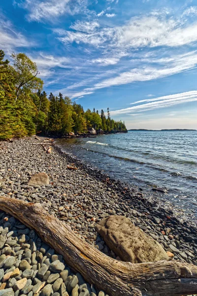 Quiet waves hit the pebble beach of Lake Superior - Sleeping Giant PP, Thunder Bay, Ontario, Canada