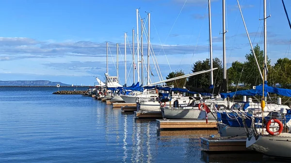 Typische Jachthaven Landschap Avond Thunder Bay Marina Ontario Canada — Stockfoto