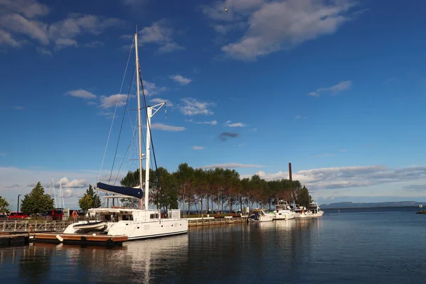 Boats Ready Sail Lakes Thunder Bay Marina Ontario Canada — Stock Photo, Image