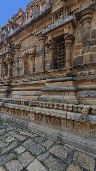 印度泰米尔纳德邦达拉苏拉姆 一堵墙上的石头建筑绝对令人震惊 — 图库照片