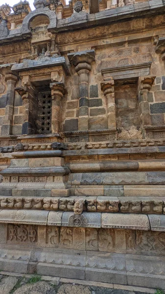 Tüm Heykel Ihtişamıyla Gösterilen Büyük Bir Tapınak Duvarı Dharasuram Tamil — Stok fotoğraf