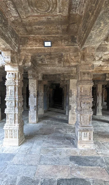 印度泰米尔纳德邦达拉苏拉姆庙宇走廊的优质石雕 — 图库照片