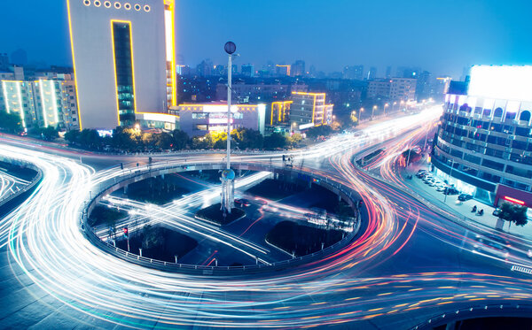 Traffic on junction in city