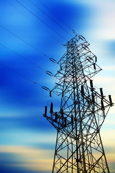 High-voltage tower sky background — Stock Photo, Image