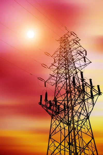 High-voltage tower sky background — Stock Photo, Image