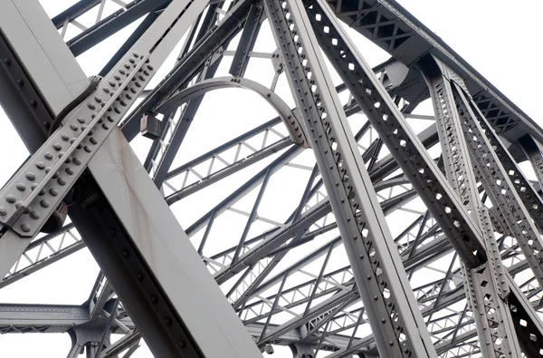 Support above the bridge, steel structure close-up — Stock Photo, Image
