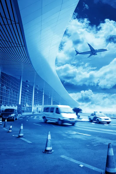 A cena do edifício do aeroporto de T3 na China de Pequim . — Fotografia de Stock