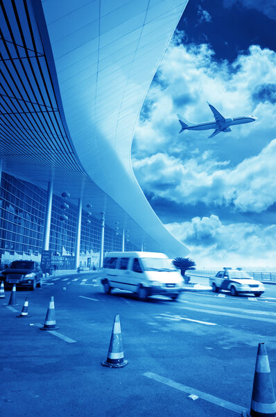 the scene of T3 airport building in beijing china.