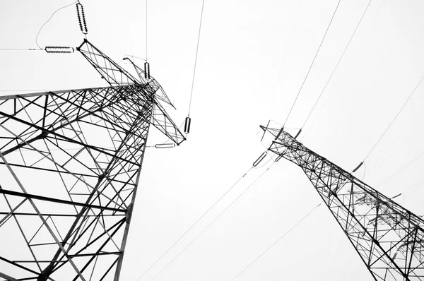 High-voltage tower sky background — Stock Photo, Image