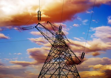 yüksek gerilim kule gökyüzü arka plan