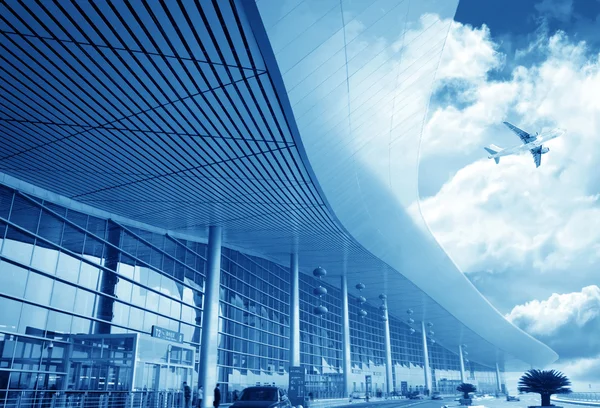 A cena do edifício do aeroporto de T3 na China de Pequim . — Fotografia de Stock