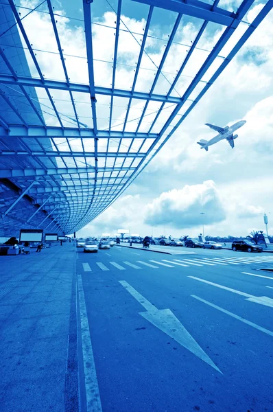 A cena do edifício do aeroporto de T3 na China de Pequim . — Fotografia de Stock