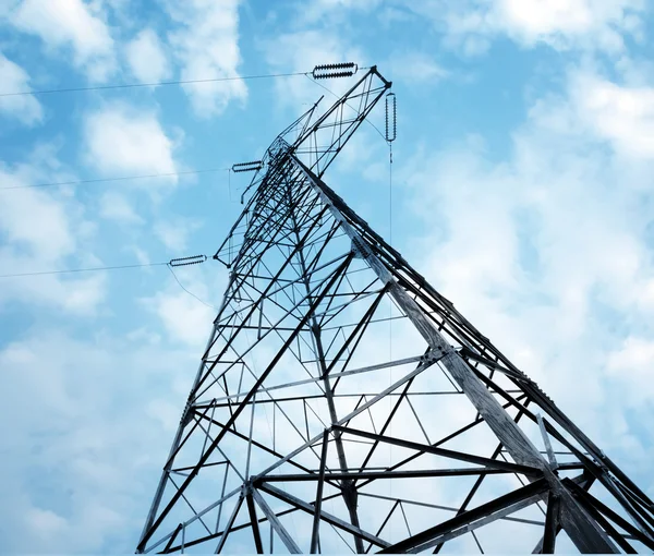 High-voltage tower sky background — Stock Photo, Image