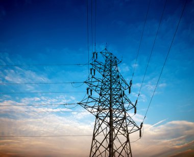 yüksek gerilim kule gökyüzü arka plan