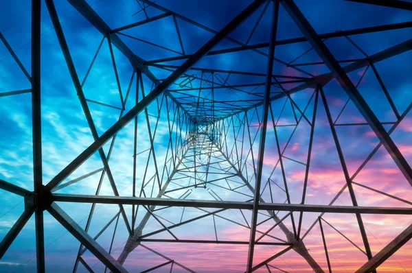 High-voltage tower sky background — Stock Photo, Image