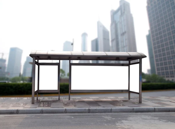 Bus stop billboard on stage — Stock Photo, Image