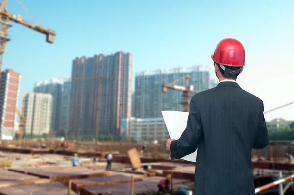 Architect looking comparing housing project — Stock Photo, Image