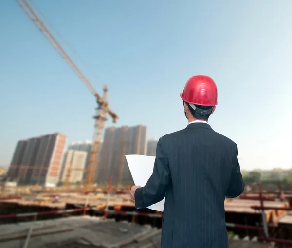 Architect looking comparing housing project — Stock Photo, Image