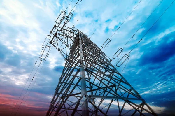 High-voltage tower sky background — Stock Photo, Image