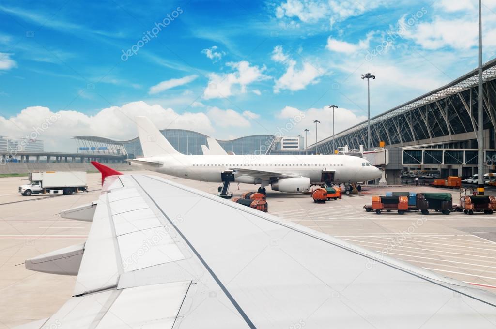 Parked aircraft on shanghai airport