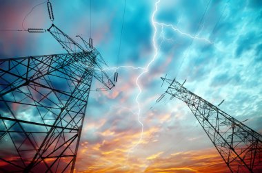 yüksek gerilim kule gökyüzü arka plan