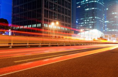 Shanghai Lujiazui Finans ve ticaret bölgesi modern şehir gece arka plan