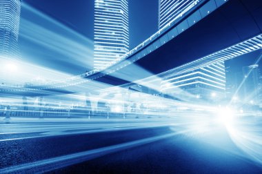 Shanghai Lujiazui Finans ve ticaret bölgesi modern şehir gece arka plan