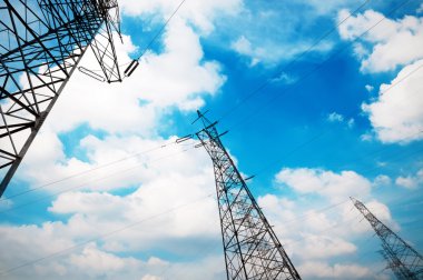 yüksek gerilim kule gökyüzü arka plan