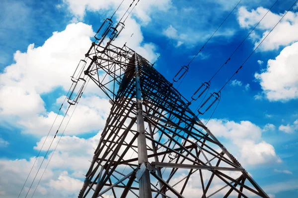 High-voltage tower sky background — Stock Photo, Image