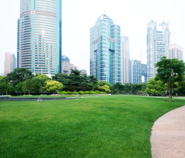 Şangay Çin 'deki Lujiazui finans merkezinin modern binası..