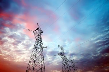 yüksek gerilim kule gökyüzü arka plan