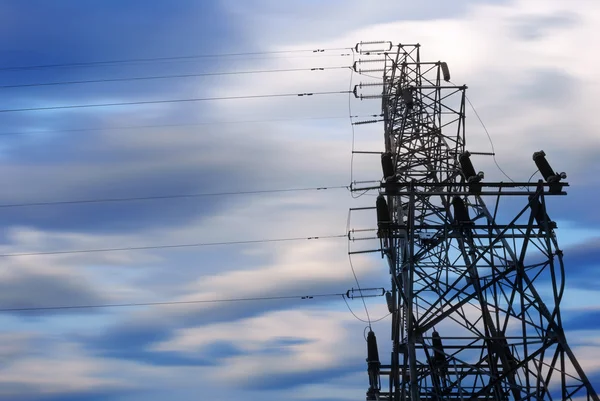 High-voltage tower sky background — Stock Photo, Image